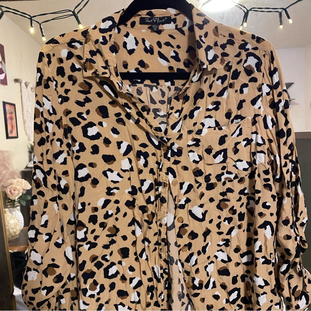 Cheetah print button down